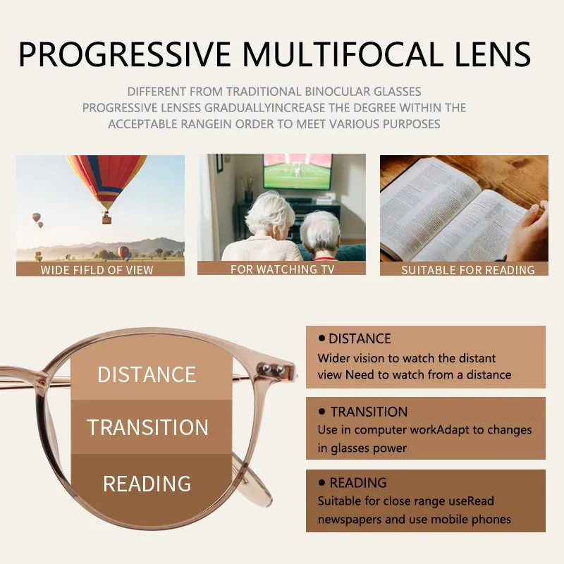 Photochromic Progressive Lightweight Anti-Glare Reading Glasses