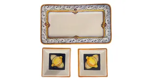 Pia Lemon Rectangular Serving 3-Piece Appetizer Set