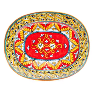 Pia Ricco Ricamo Rosso Large Rounded Platter