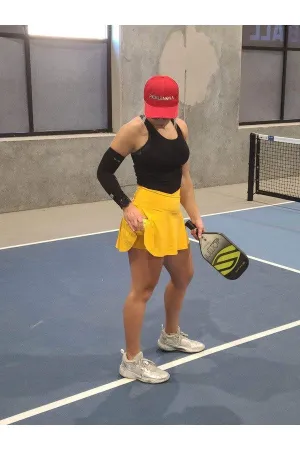 Pickleball Crossover Side Pocket 2-In-1 Skort - Mustard Yellow