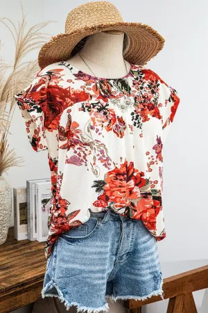 Picnic in the Park Red Floral Top