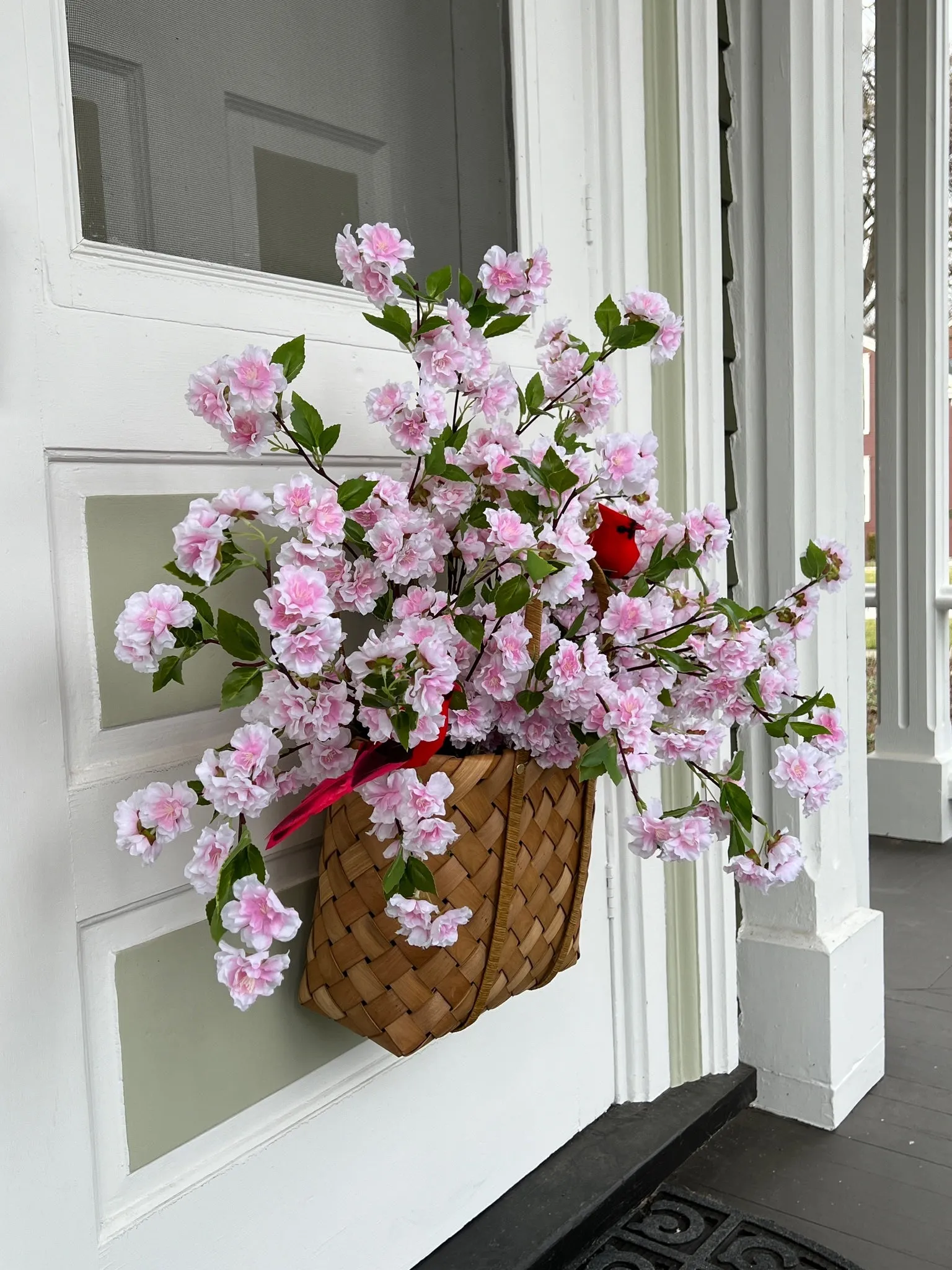 Picnic Pink Cherry Blossom Spring Basket