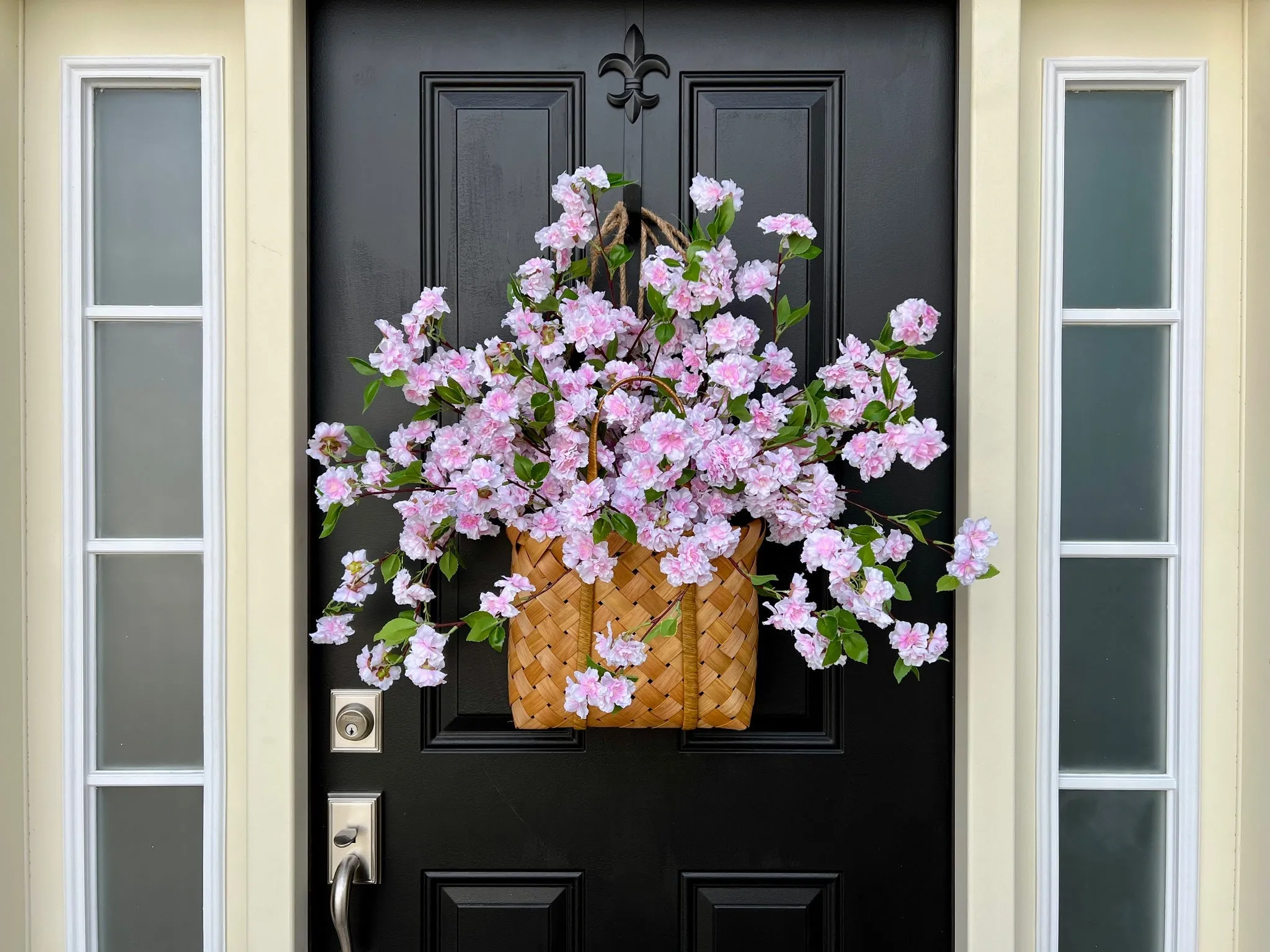 Picnic Pink Cherry Blossom Spring Basket