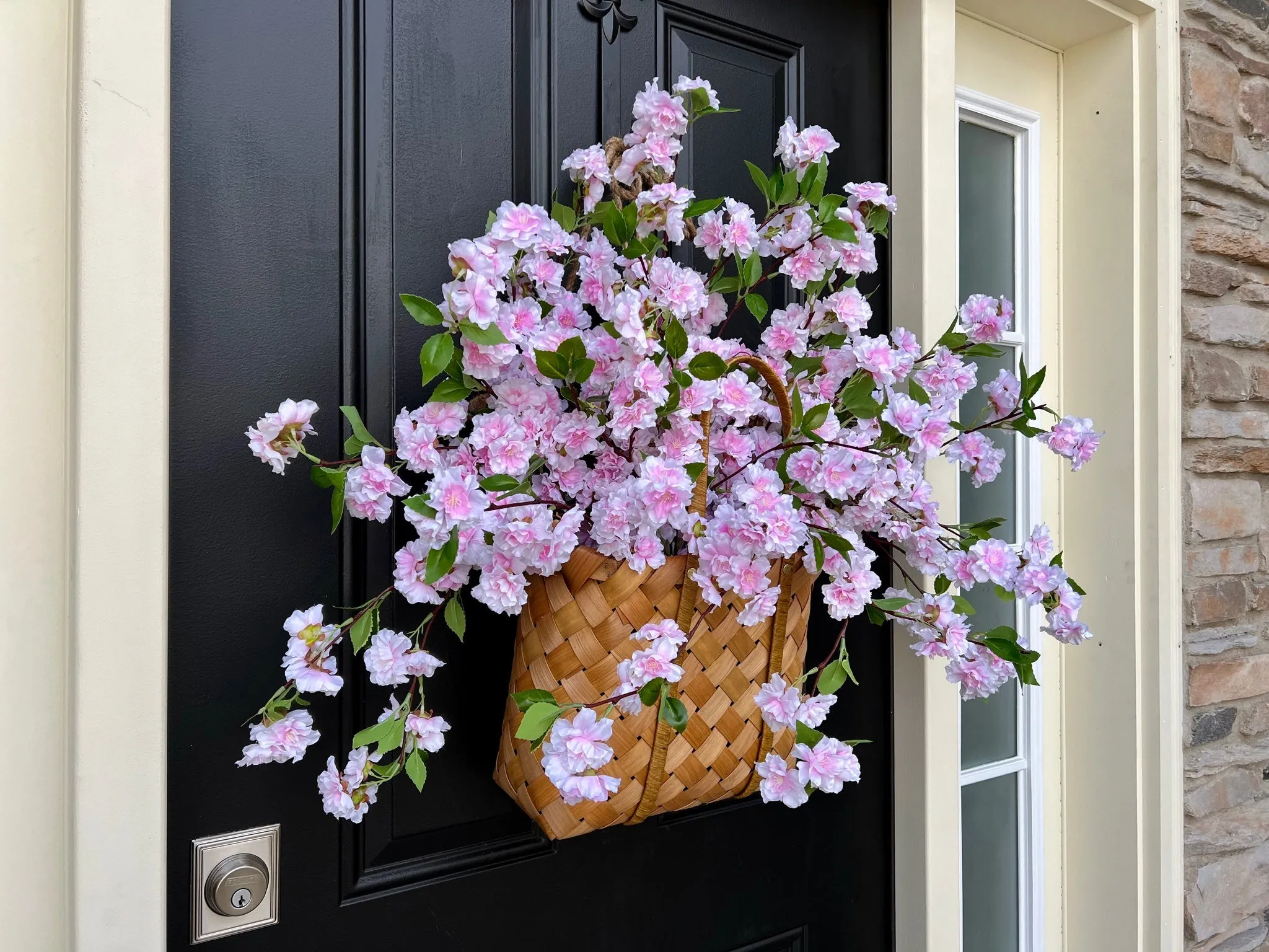 Picnic Pink Cherry Blossom Spring Basket