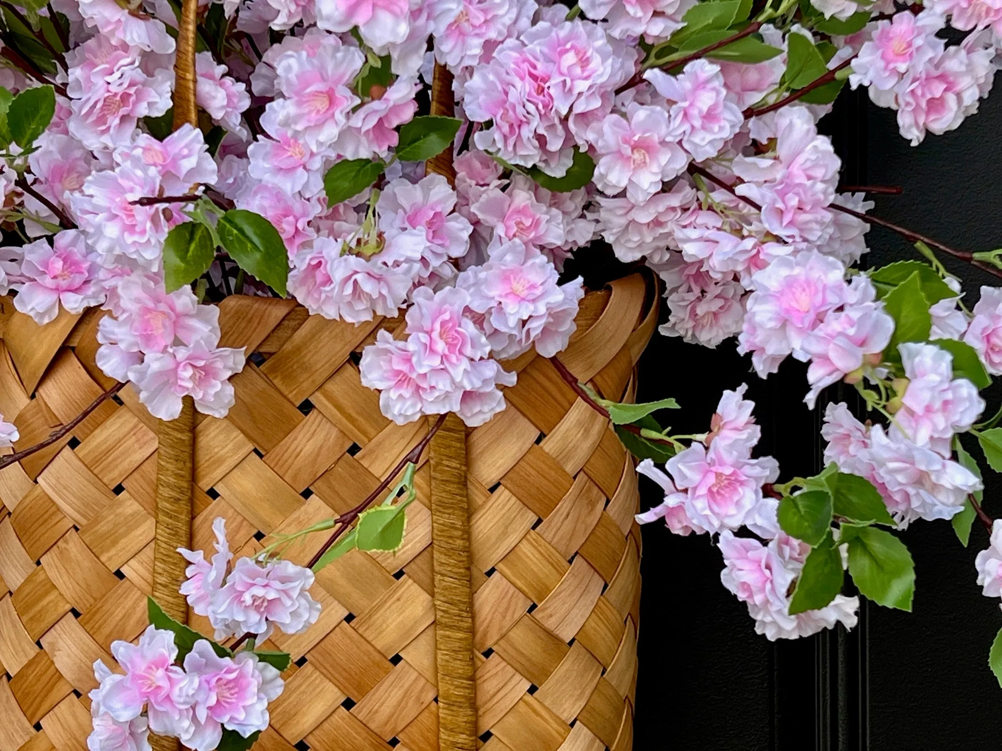 Picnic Pink Cherry Blossom Spring Basket