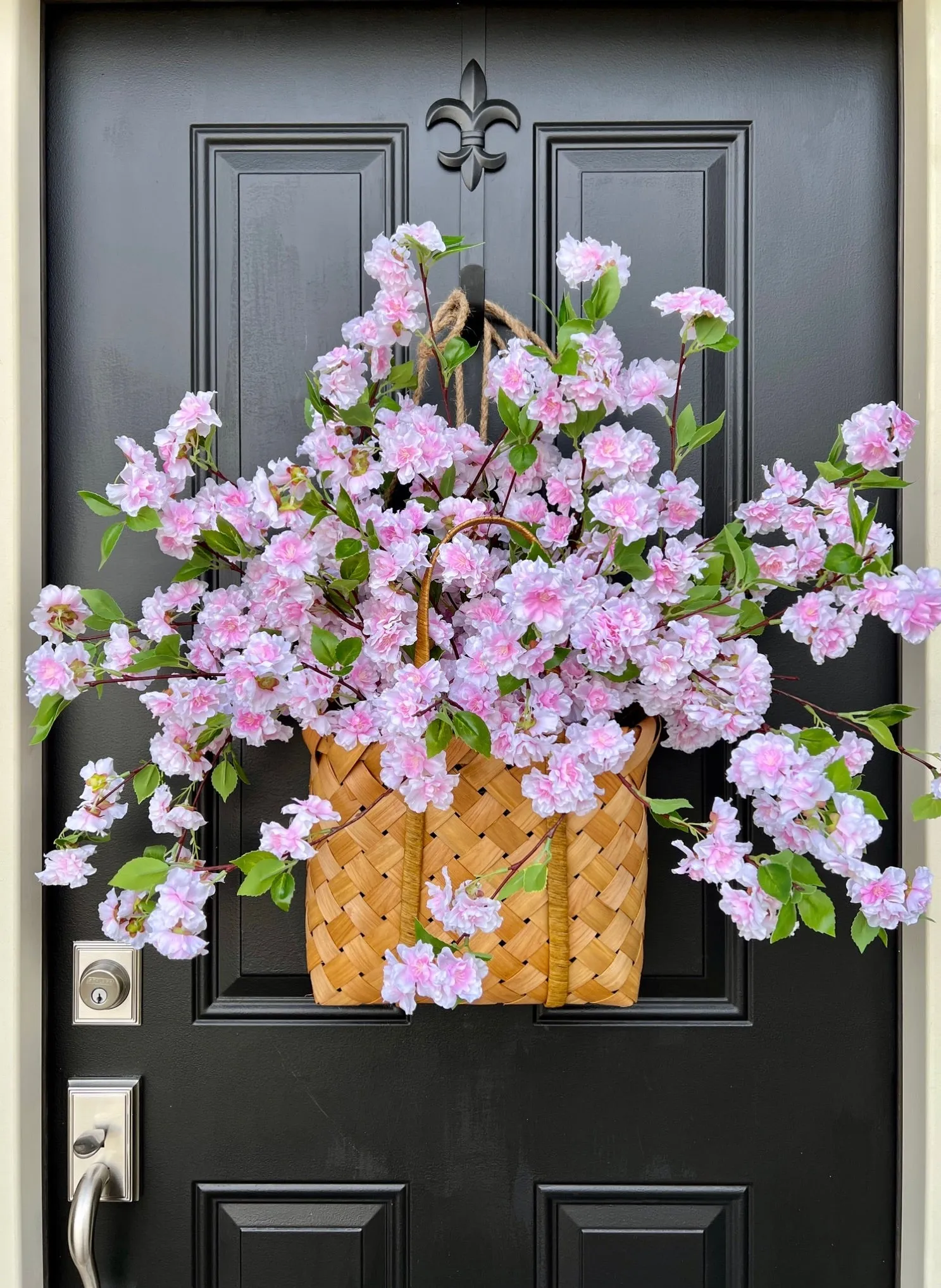 Picnic Pink Cherry Blossom Spring Basket