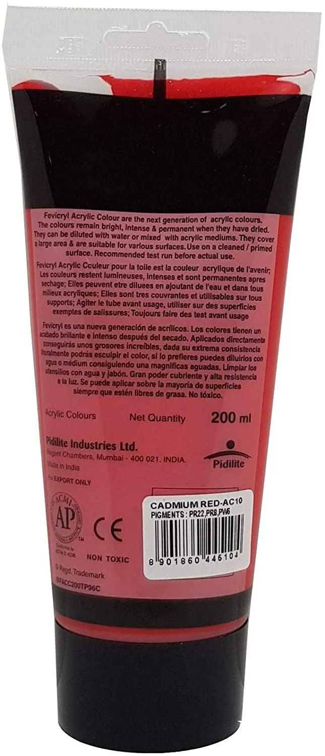 Pidilite Fevicryl Acrylic Color 200ml Cadmium Red