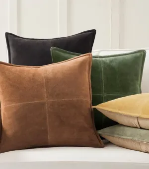 Pieced Suede Pillow Cover