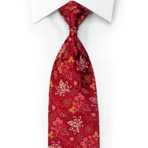 Pierre Balmain Rhinestone Silk Necktie Anthemion Floral On Burgundy