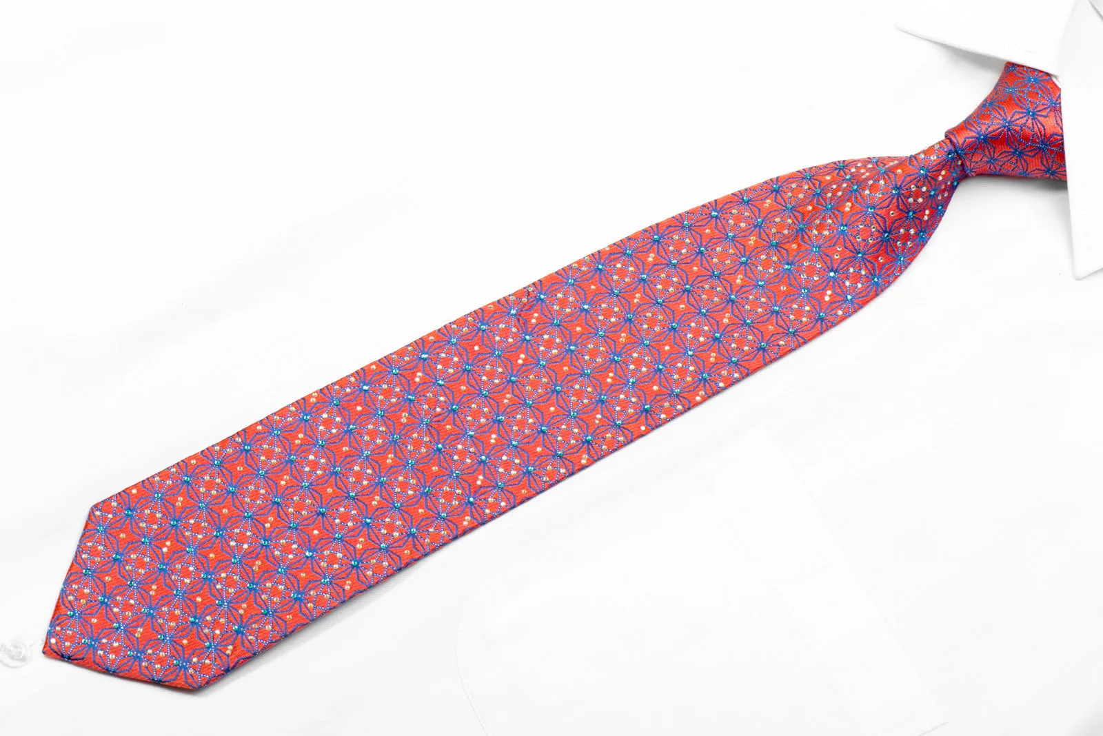 Pierre Cardin Rhinestone Silk Tie Blue Trellis On Pink With Sparkles