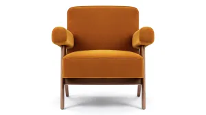 Pierre Jeanneret - Pierre Jeanneret Lounge Chair, Orange Luxe Velvet