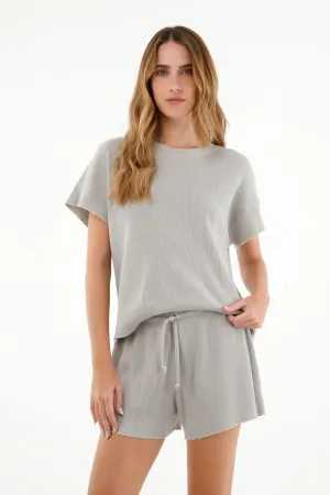 Pijama de short gris para mujer