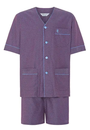 Pijama Hombre Verano Corto Premium Algodón Judo Popelín Estampado - Rojo 4741_89