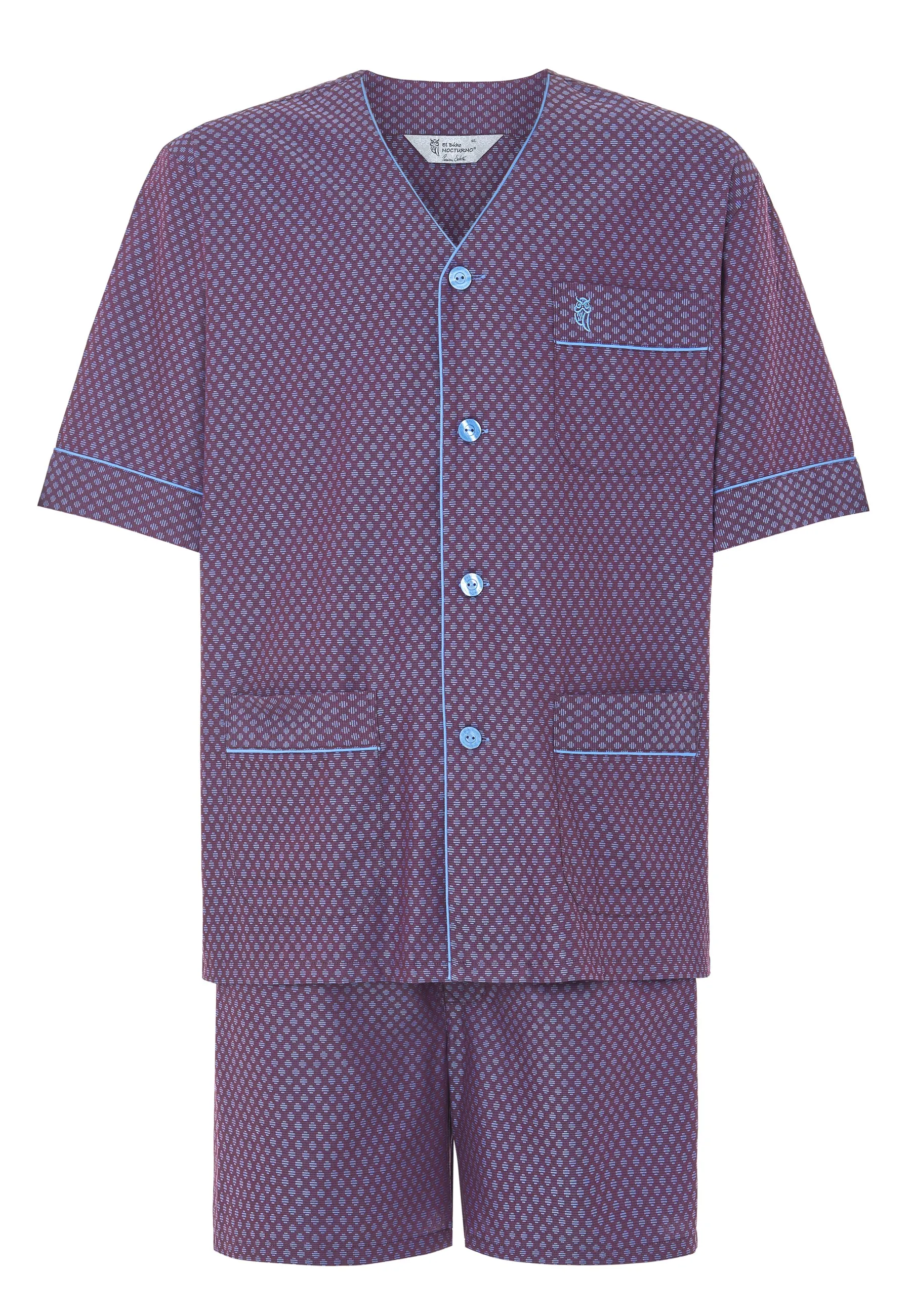 Pijama Hombre Verano Corto Premium Algodón Judo Popelín Estampado - Rojo 4741_89