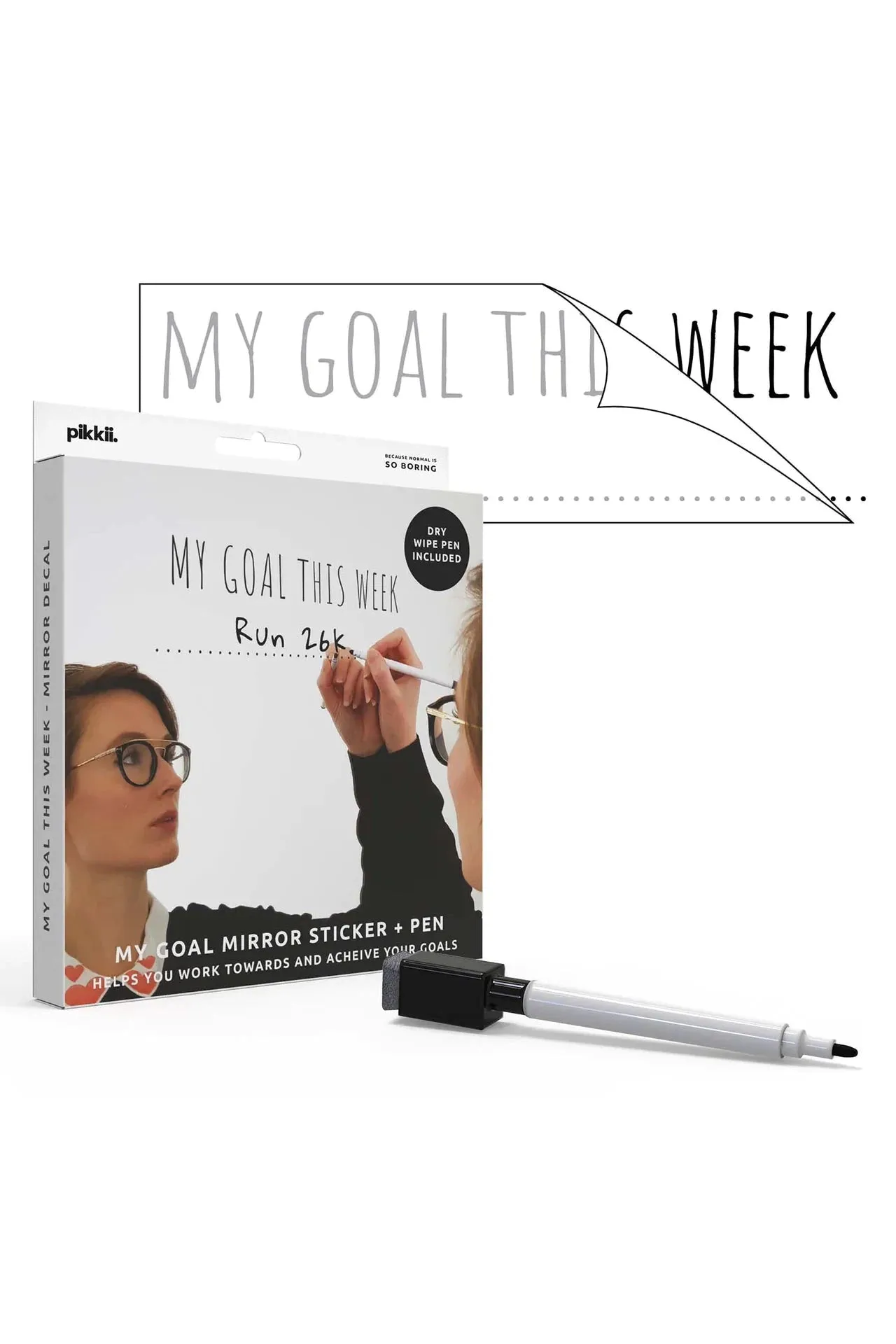 Pikkii 'My Goal This Week' Mirror Sticker   Pen Vinyl Decal Kit