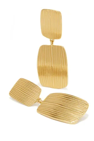 Pilar Textured Dangle Statement Earring - Gold