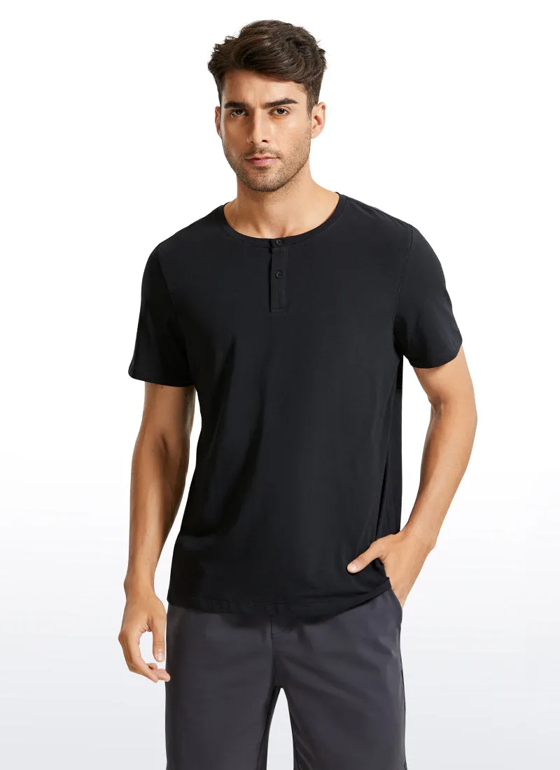 Pima Cotton Henley Short Sleeves