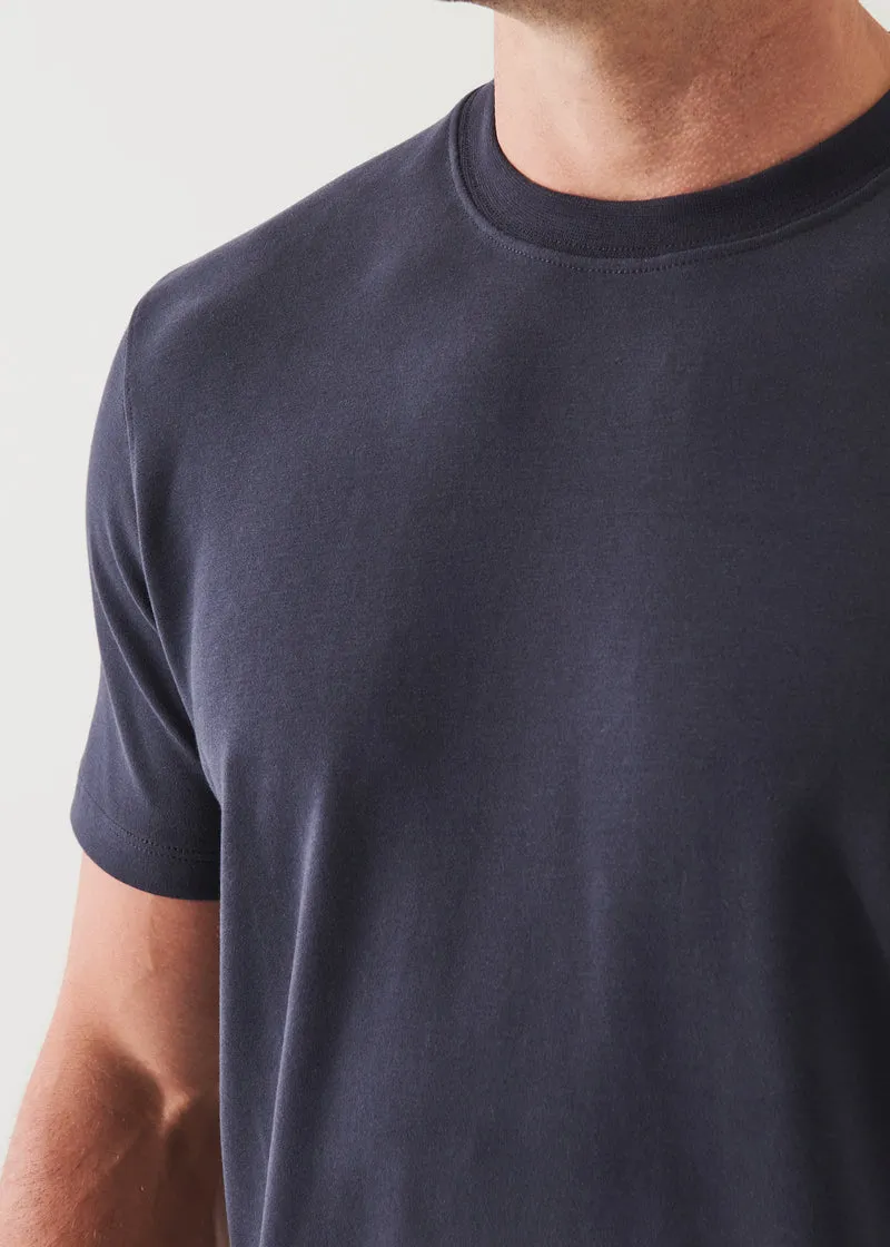 PIMA COTTON STRETCH BRUSHED T-SHIRT - DARK NANY