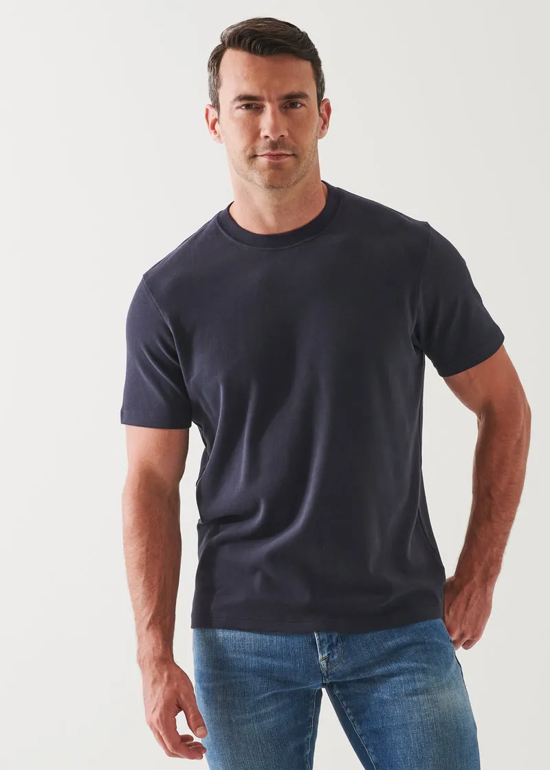 PIMA COTTON STRETCH BRUSHED T-SHIRT - DARK NANY