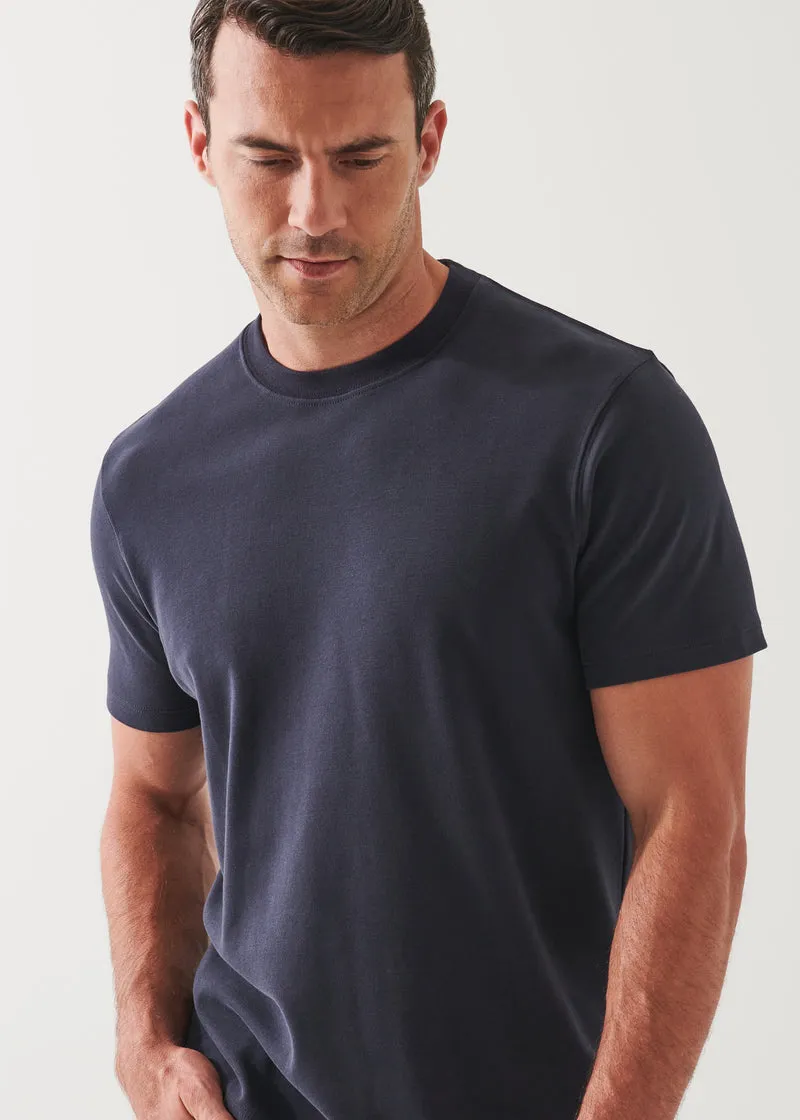 PIMA COTTON STRETCH BRUSHED T-SHIRT - DARK NANY