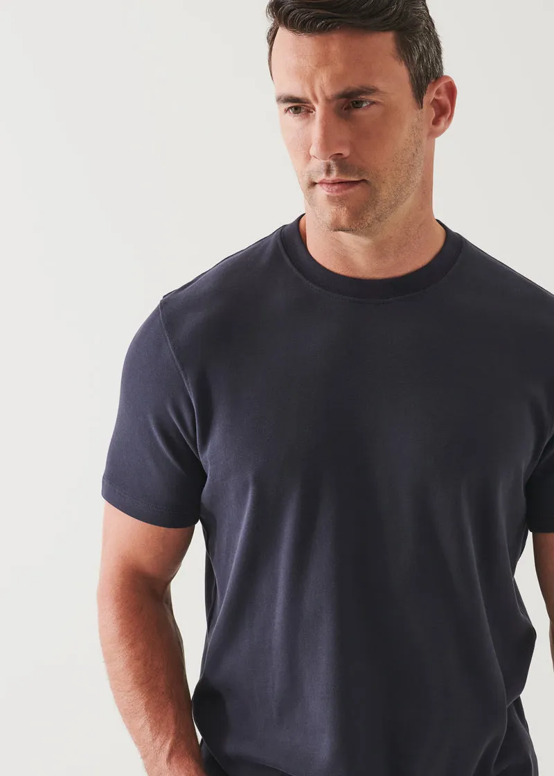 PIMA COTTON STRETCH BRUSHED T-SHIRT - DARK NANY