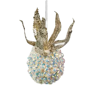 Pineapple Shimmer Hanging White 17cm