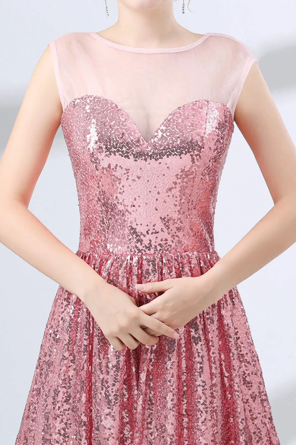 Pink A-Line Sequined Short Homecoming Dresses