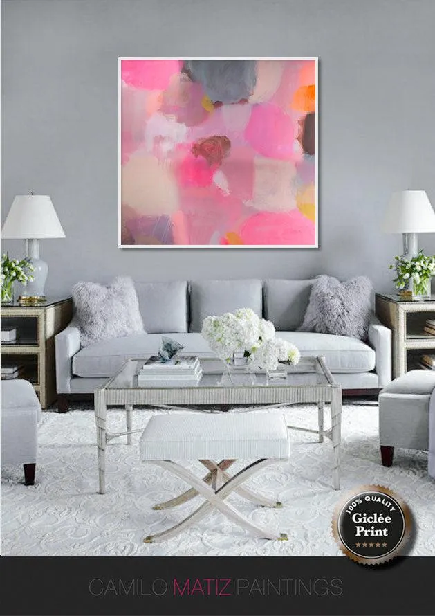 Pink abstract art, red minimalist art wall art print, abstract painting print by Camilo Mattis