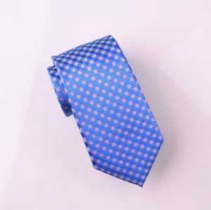 Pink & Blue Luxury Basketweave Neat Geometric Modern Tie 3"