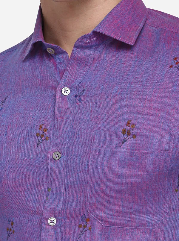 Pink & Blue Printed Regular Fit Formal Shirt | JadeBlue