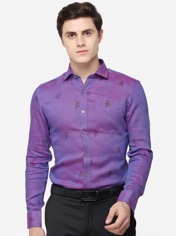 Pink & Blue Printed Regular Fit Formal Shirt | JadeBlue