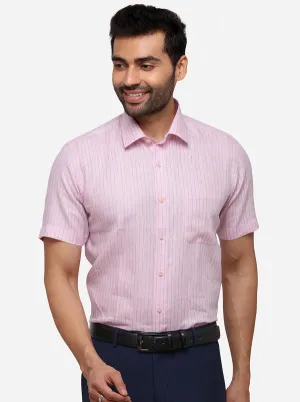 Pink & Blue Striped Regular Fit Formal Shirt | JadeBlue