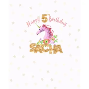 Pink & Gold Custom Unicorn Printed Backdrop