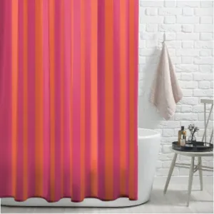 Pink & Orange Striped Shower Curtain