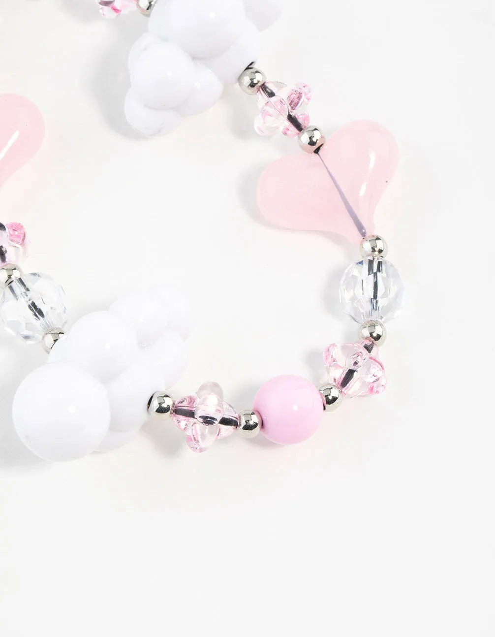 Pink & White Cloud Heart Keychain