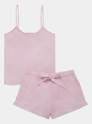 Pink & White Stripe Women's Cami Organic Cotton Short Set