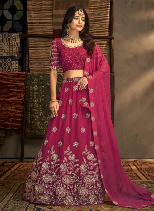 Pink And Gold Stylish Embroidered Lehenga Choli