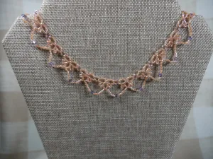 Pink and Purple Beaded Lace Choker