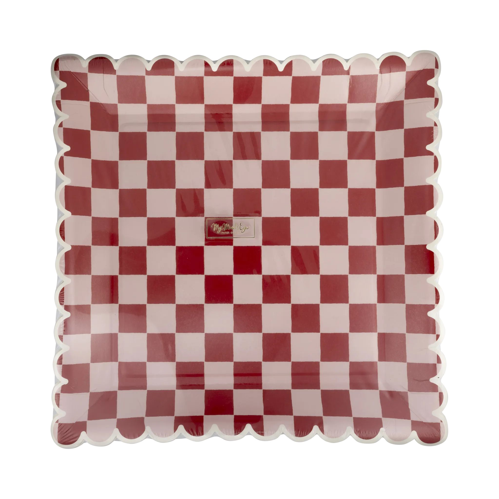 Pink and Red Checked Paper Plates