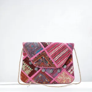 Pink - Banjara Vintage Embroidery Coin Work Sling Bag