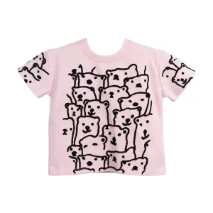 Pink Bear Textural Embroidery Tee