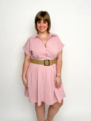 Pink Belted Dress