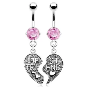 Pink Best Friends Belly Rings