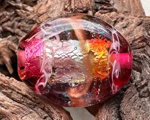 Pink Bling Dichroic Lampwork Focal Bead SRA