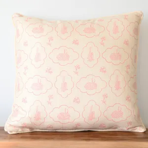 Pink Bunny Pattern Oversized Square Pillow