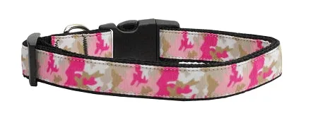 Pink Camo Nylon Dog Collar Sm