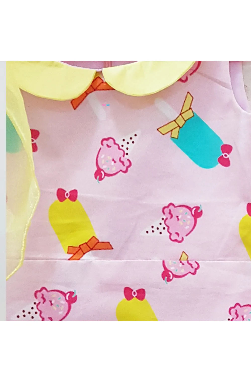 Pink candy print frock with hairband