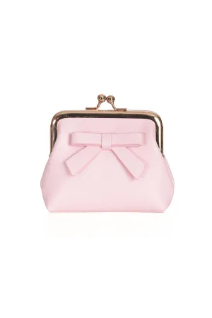 Pink Coin Purse with Bow Detail and Gold Ball Clasp