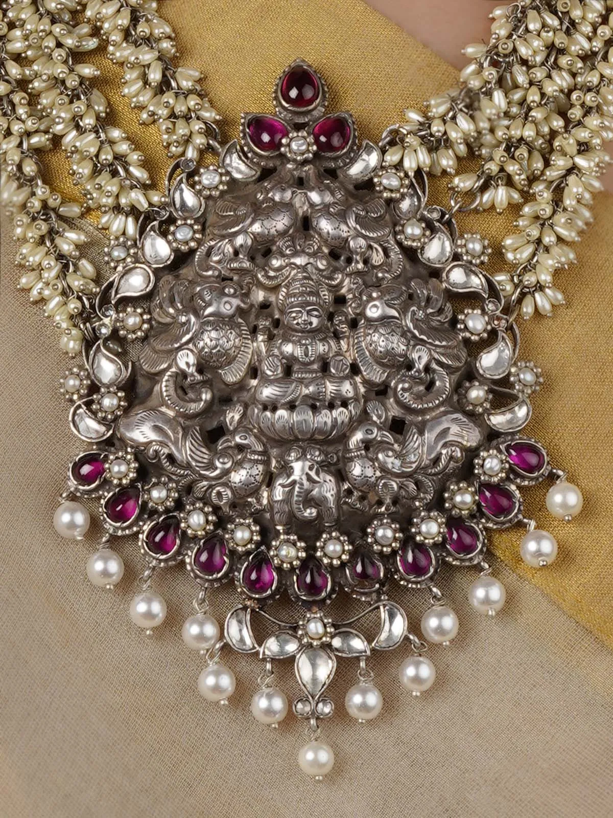 Pink Color Jadau Kundan Necklace - MN37