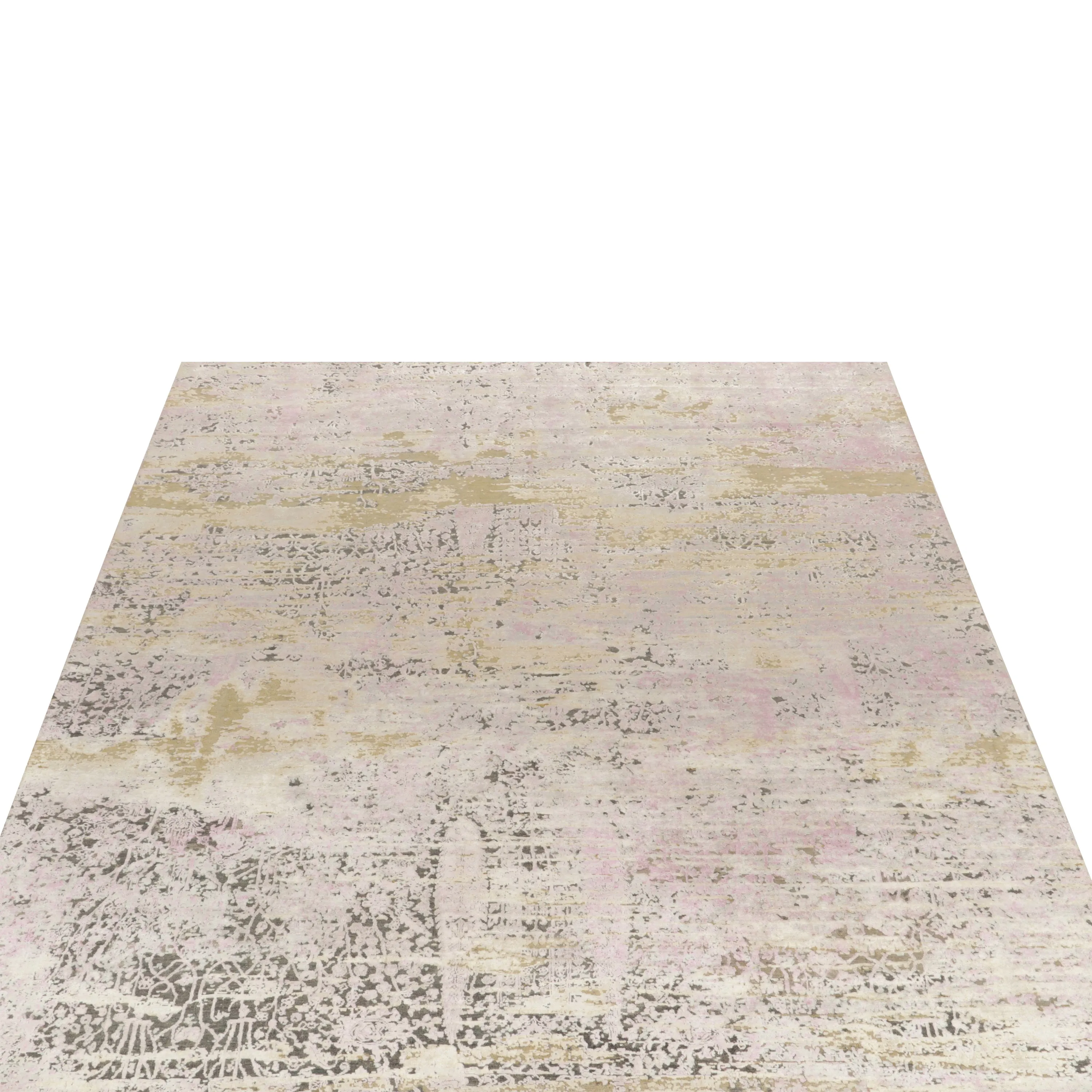 Pink Contemporary Wool Silk Blend Rug - 8'1" x 9'11"